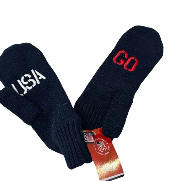 Team USA Olympic GO USA Apparel Adult Navy Blue Knit Mittens OSFM NWT - Picture 1 of 7